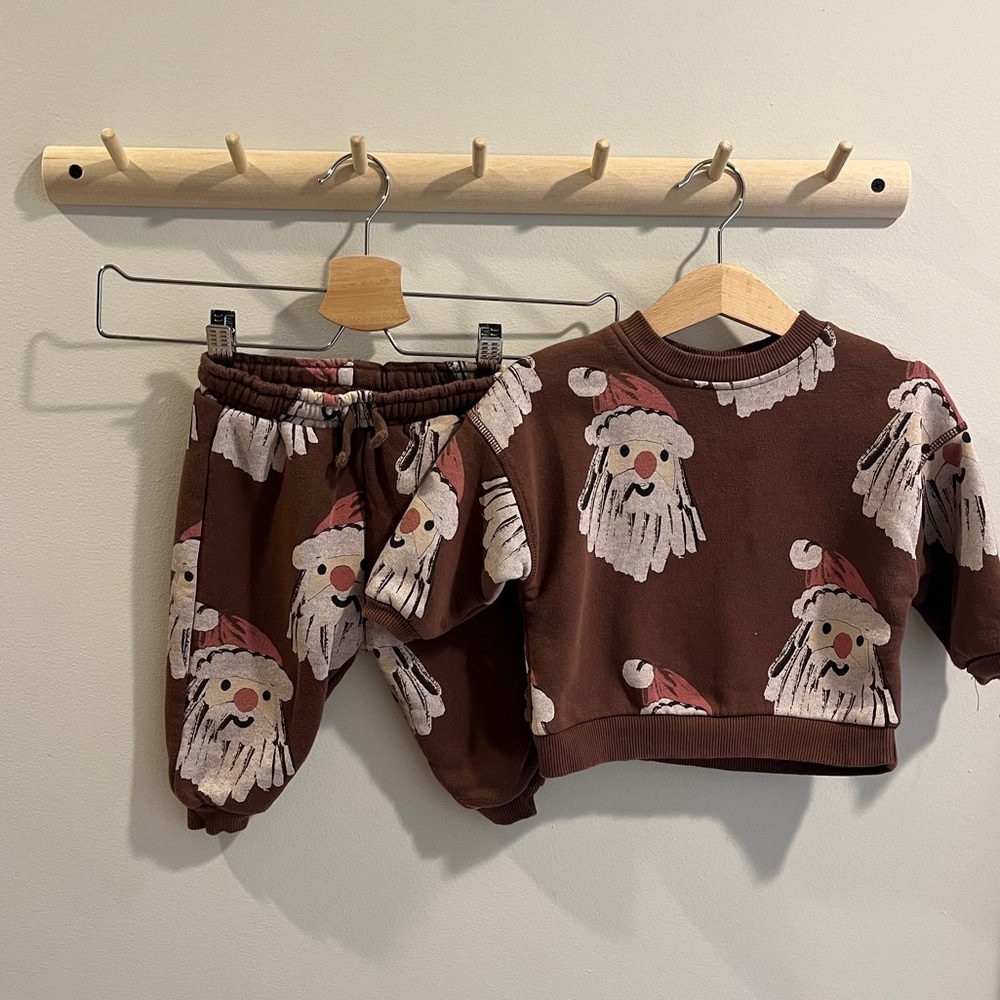 ZARA | Brown Santa Kids Matching Set | 6-9 Mo